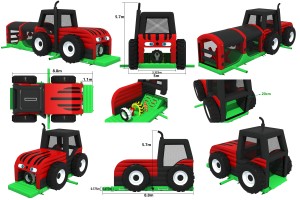 Te koop: opblaasbare stormbaan tractor