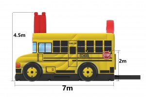 Te koop: Amerikaanse schoolbus springkasteel.