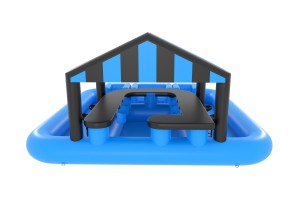 Poolbar blauw/zwart barman binnen (6,2x6,2x3,0m) ©