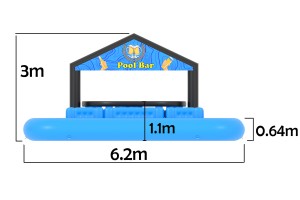 Poolbar bleu/noir barman à l'interieur (6,2x6,2x3,0m) ©